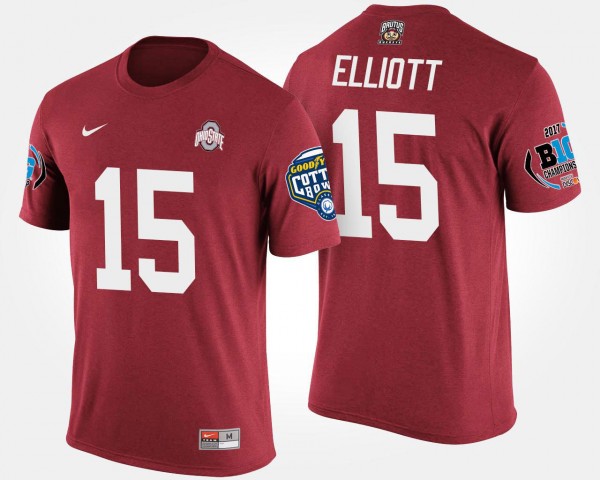 Ohio State Buckeyes Ezekiel Elliott Men's #15 Bowl Game Big Ten Conference Cotton Bowl Scarlet College Football T-Shirt 2404VLIL1